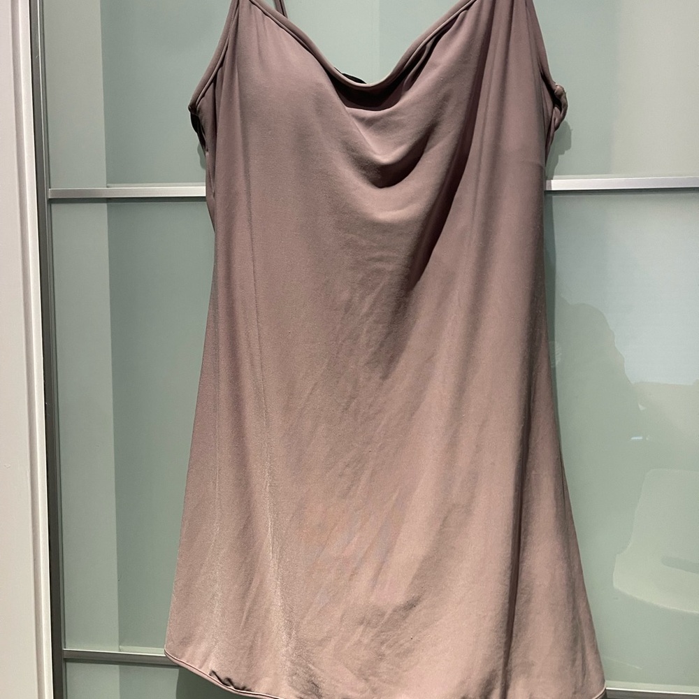 Elegant Soft Draped Swim Dress with adjustable straps and built in bra.